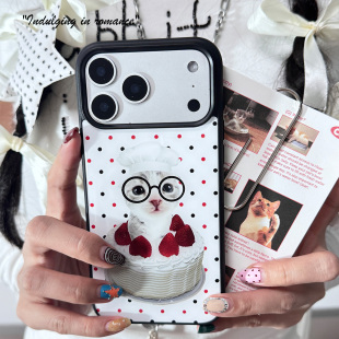 草莓蛋糕波点厨师可爱小猫咪古早ins日韩适用iphone176promax亚克力壳苹果15plus131412手机壳