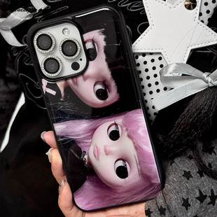 17promax手机壳16 Blythe娃娃朋克暗黑少女艺术高级简约ins日韩古早适用iphone16promax亚克力壳苹果16plus
