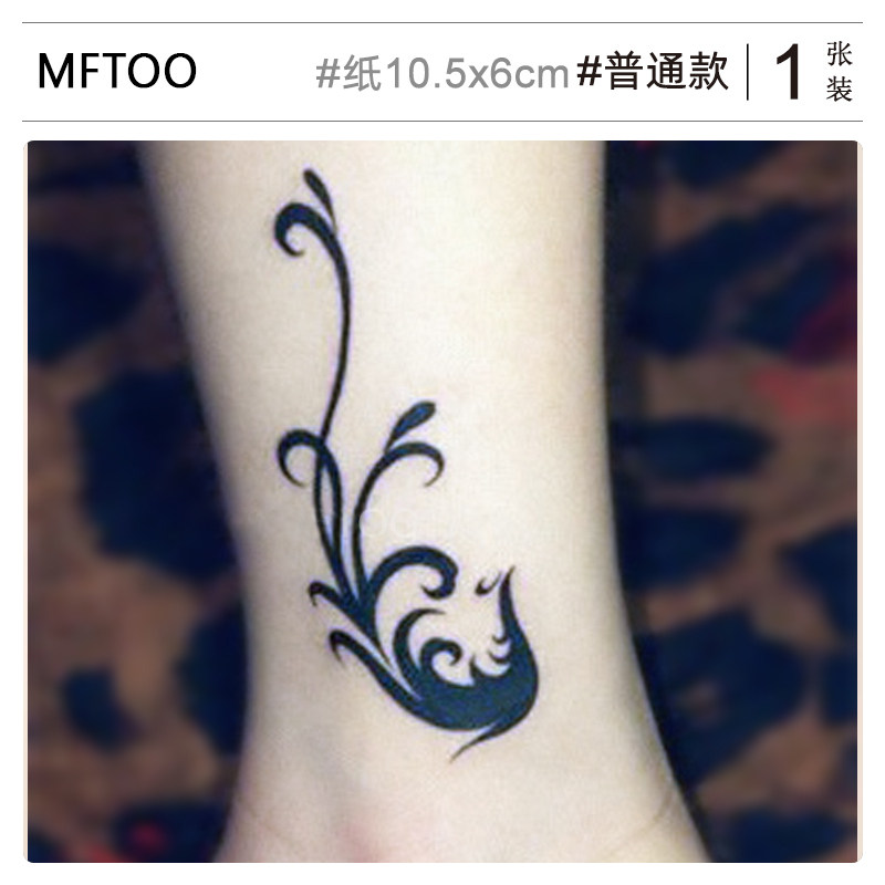 纹身贴防水女持久性感黑白凤凰图腾胸部腿花臂脚踝男刺青纹身贴纸