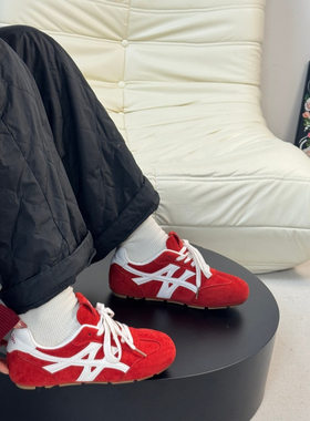 Good奈复古红色德训鞋女2026春季新款厚底增高透气百搭休闲运动鞋