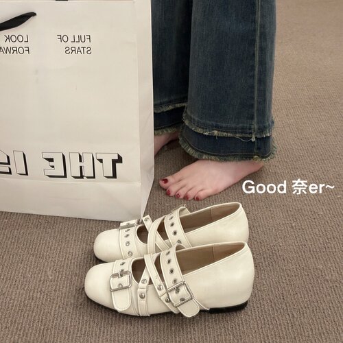 Good奈er法式米色玛丽珍鞋女