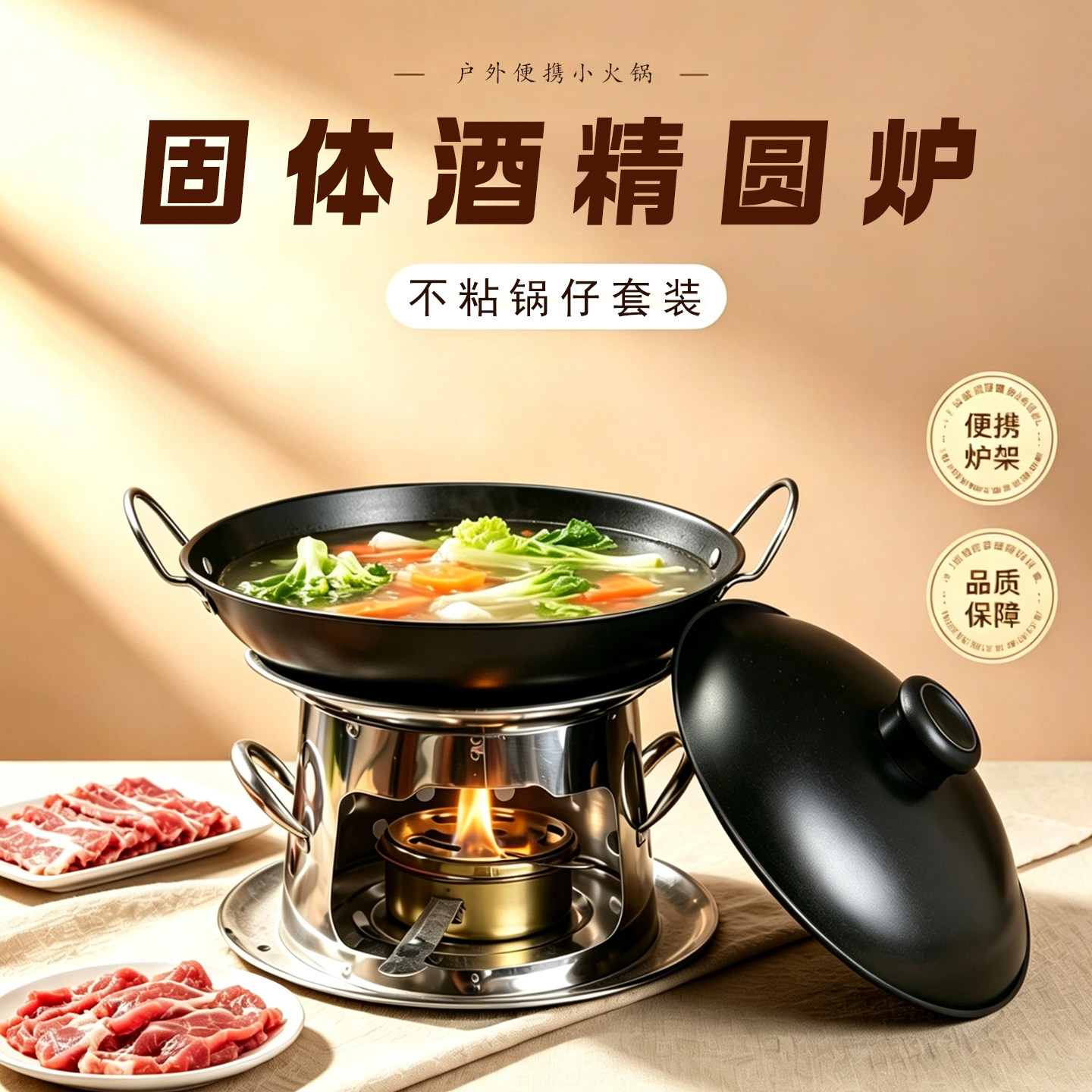 不锈钢酒精炉便携户外小火锅炉防风酒精炉火锅锅可用环保油罐炉架