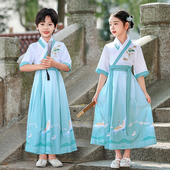 唐装 三字经弟子规演出服中国风夏季 男生 儿童古装 汉服男童国学服装