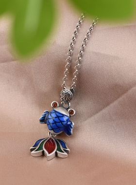 女款S925纯银百搭吊坠金鱼