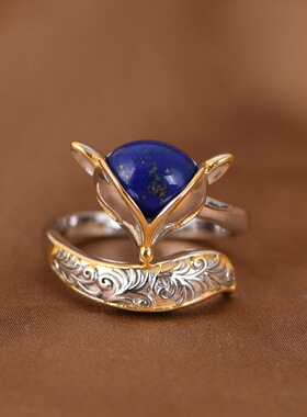 狐狸戒指金鹿王925纯银轻奢女戒