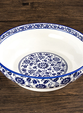 青花瓷水煮鱼盆加厚陶瓷大号商用毛血旺米粉面碗家用汤盆酸菜鱼碗