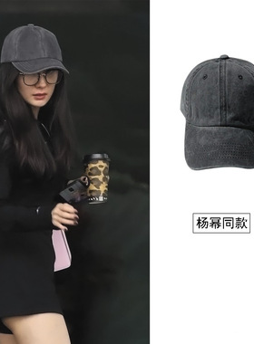 日本Rosex灰色鸭舌帽女美式做旧软顶弯檐棒球帽显脸小防晒遮阳帽