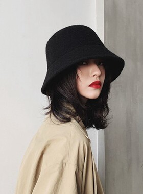 日本Rosex羊毛渔夫帽韩版日系百搭潮牌显脸小针织盆帽子女秋冬