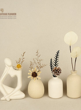 客厅装饰品摆件家居饰品北欧干花奶油风餐边柜展示架摆设摆设
