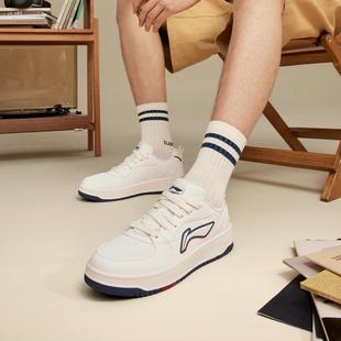 休闲鞋 面经典 AGCV341 SOFT男子柔软舒适皮质拼接鞋 李宁2025休闲鞋