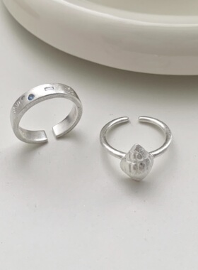 日韩风海螺贝壳开口镀银戒指女