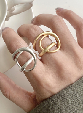 几何夸张线条戒指女个性不规则缠绕圆圈开口指环小众食指戒指环潮