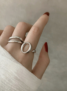 复古时尚欧美开口戒指女925镀银日韩国学生简约ins嘻哈朋克食指环