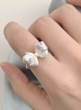 韩风蝴蝶结开口锆石百搭潮流戒指