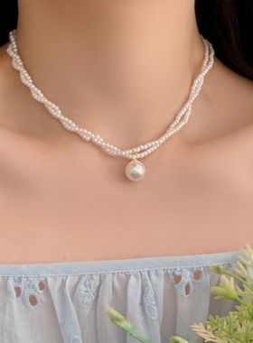 甜美双层项链女简约时尚轻奢法式浪漫优雅精致锁骨链网红颈链配饰