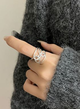 韩版缠绕环形戒指女时尚气质轻奢高级感开口指环小众个性食指戒潮