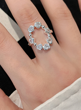 几何椭圆镂空开口食指戒女款