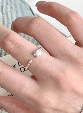 网红可爱猫爪开口食指戒女