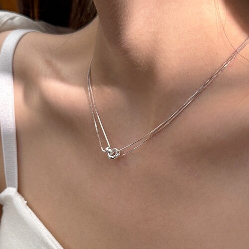 简约几何环环相扣吊坠双层项链女小众轻奢精致百搭锁骨链ins颈链
