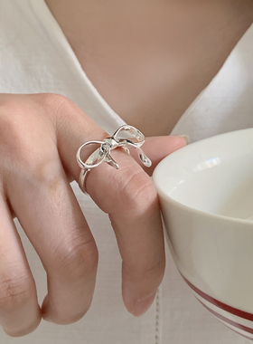 甜美简约蝴蝶结开口食指戒女