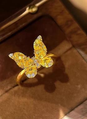 甜美蝴蝶戒指女超闪轻奢优雅设计高级感开口指环ins风小众食指戒