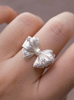 甜美气质蝴蝶结戒指女简约时尚优雅小清新开口指环ins风食指戒潮