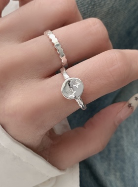 星星镀银开口食指戒指女冷淡风