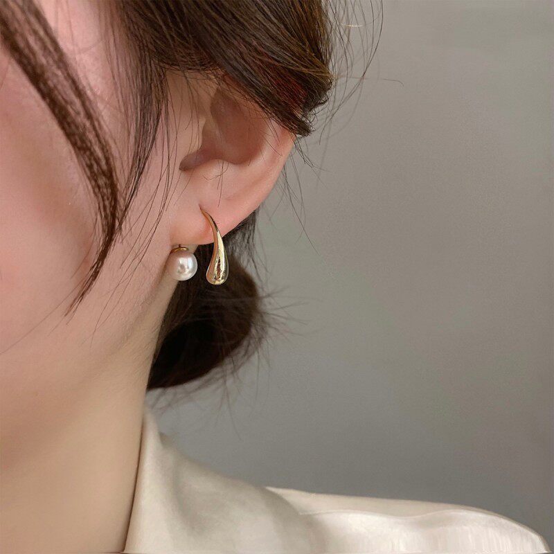 水滴仿珍珠耳钉女韩版时尚个性简约气质优雅百搭耳环学生闺蜜耳饰