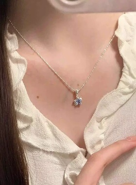 轻奢海蓝星星项链女简约百搭气质优雅S925镀银锁骨链ins风饰品潮