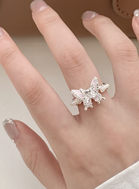 轻奢彩色蝴蝶仿珍珠开口女戒