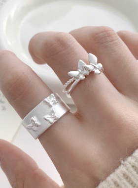 轻奢立体蝴蝶食指戒指女