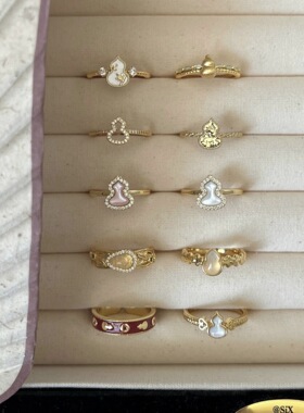 碎冰冰葫芦戒指女精致优雅新中式气质时尚开口百搭叠戴指环食指戒