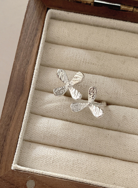 不对称花朵羽毛开口食指戒女百搭