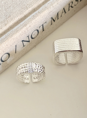 简约百搭几何方形宽边女士戒指