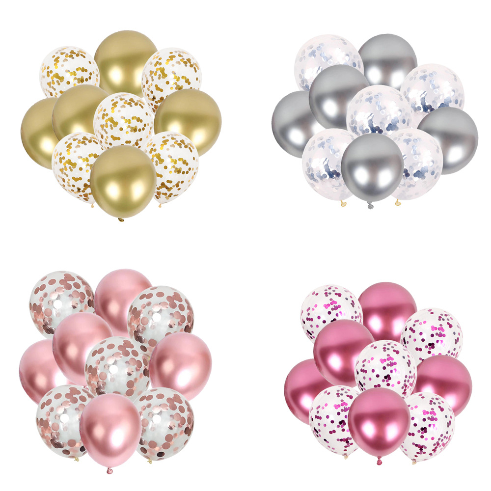 12寸加厚金属亮片混装气球