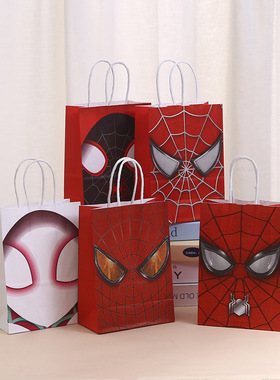 蜘蛛侠生日节日派对礼品袋 Spiderman蜘蛛回礼袋手提袋糖果袋纸袋