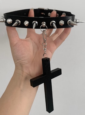 铆钉chocker皮革项圈y2k亚比配饰