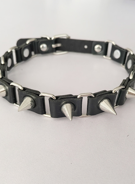 拼接黑色铆钉颈圈项链亚文化配饰