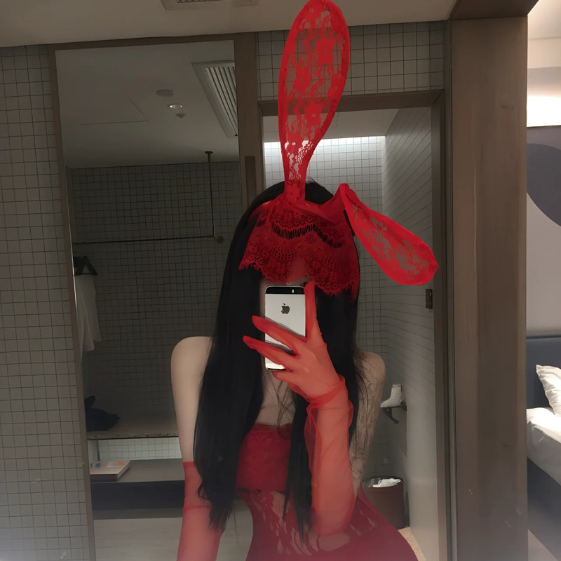 红色蕾丝兔耳朵发箍面纱遮脸性感头箍女高级感洋气时尚兔女郎头饰,饰品/流行首饰/时尚饰品新,发饰,淘宝优惠券,粉丝福利购,淘宝优惠卷