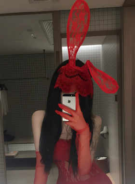 cos兔女郎头饰圣诞节红色兔耳朵