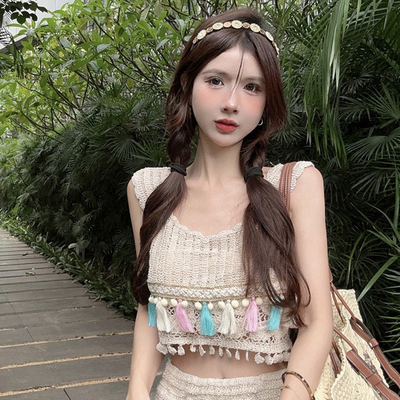 2025夏季韩版时尚针织流苏吊带