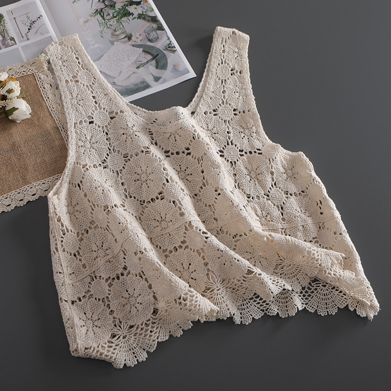 棉质钩花镂空吊带背心女宽松百搭夏装外搭简约坎肩无袖马甲罩衫,女装/女士精品,背心吊带,淘宝优惠券,粉丝福利购,淘宝优惠卷