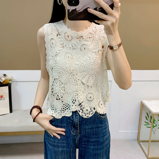 针织衫 气质穿搭短款 罩衫 夏装 吊带背心女 女单件2025年新款 镂空无袖