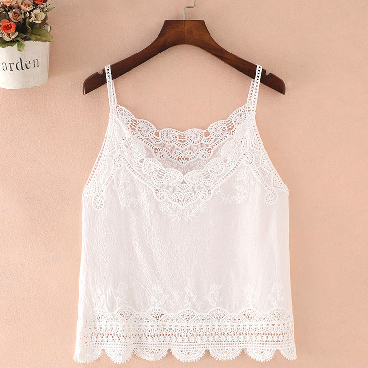 2025夏季外穿钩花镂空背心女短款外搭罩衫纯棉百搭小吊带无袖上衣