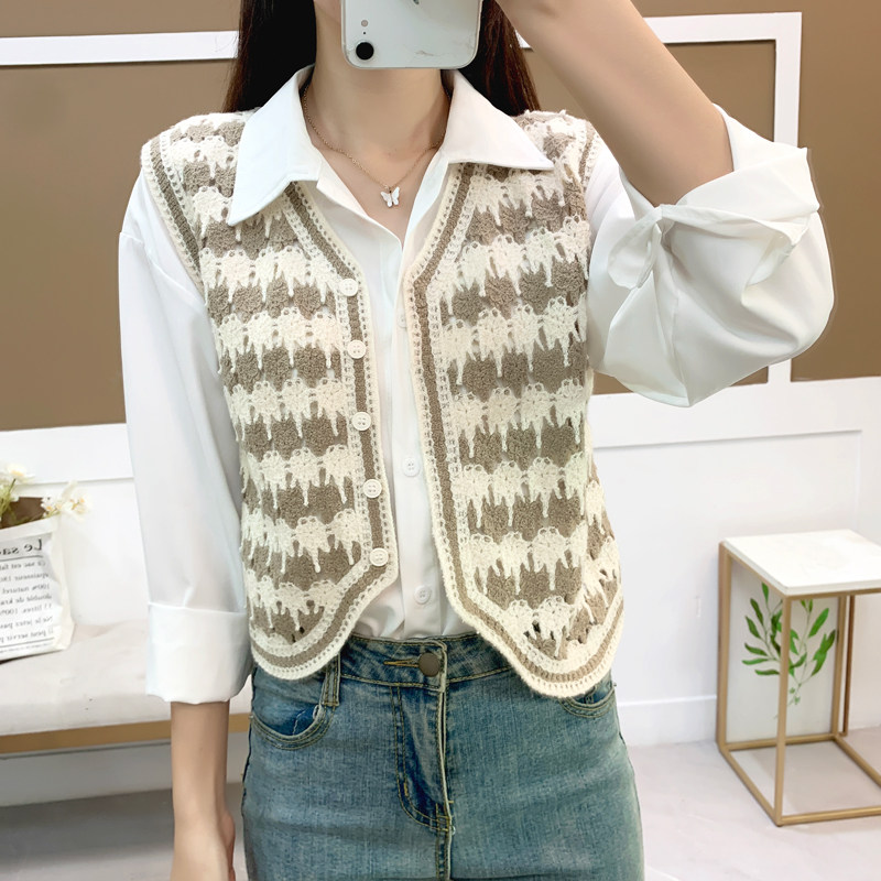 2025早春季新款宽松上衣外穿马夹外搭毛衣坎肩v领针织马甲背心女