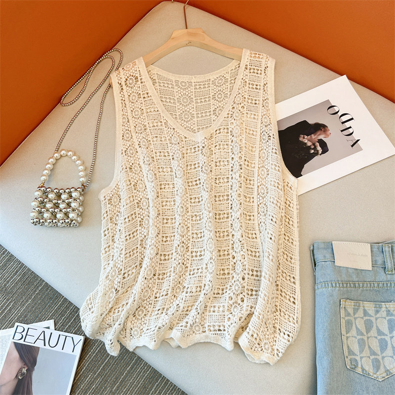 针织吊带背心女士夏季外穿叠穿防晒镂空罩衫2025新款马甲无袖上衣