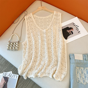 针织吊带背心女士夏季外穿叠穿防晒镂空罩衫2025新款马甲无袖上衣