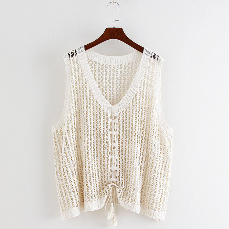 针织镂空背心女2026年女士套头无袖罩衫小外搭配吊带裙子甜美上衣