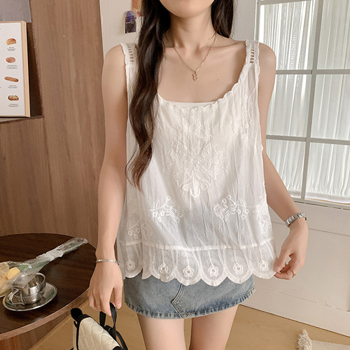 夏季复古蕾丝绣花显瘦吊带背心