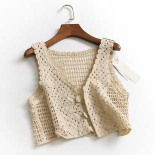 无袖 外搭短款 镂空披肩坎肩百搭马夹女外穿背心外套 小马甲夏季 韩版
